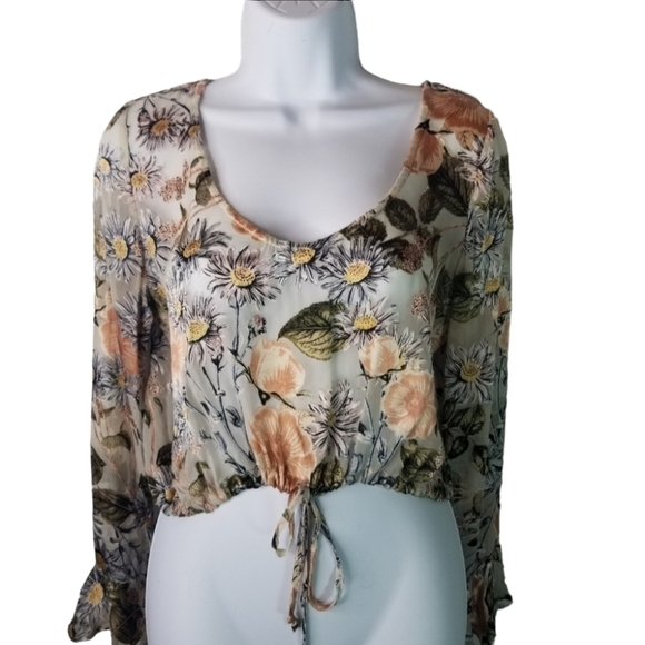 For Love & Lemons luciana floral  crop blouse - Picture 1 of 11